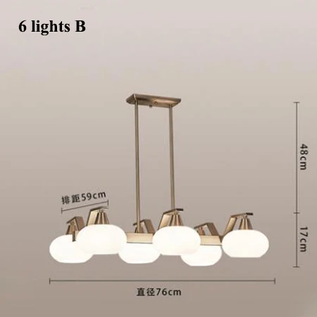 Современные никелевые металлические светодиодные люстры, стеклянные люстры для гостиной, светодиодные подвесные люстры, светильники для столовой, подвесные светильники - Цвет абажура: 6 lights B