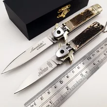 Итальянский мафиозный складной нож D2 лезвие натуральный Рога Ручка Карманные походные ножи выживания Охота тактический быстро открыть EDC инструмент