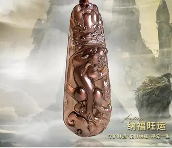 

Koraba Fine Jewelry Chinese Dragon Auspicious Pendant Necklace, Natural Ice Obsidian Manual Sculptur Free Shipping