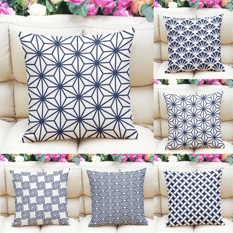 Traditional Ethical Japanese Plaid Patterns Throw Pillow Cover Decorative Massager Pillows Linen Zip Diy Home Decor Gift 18x18 Decorative Pillows Aliexpress
