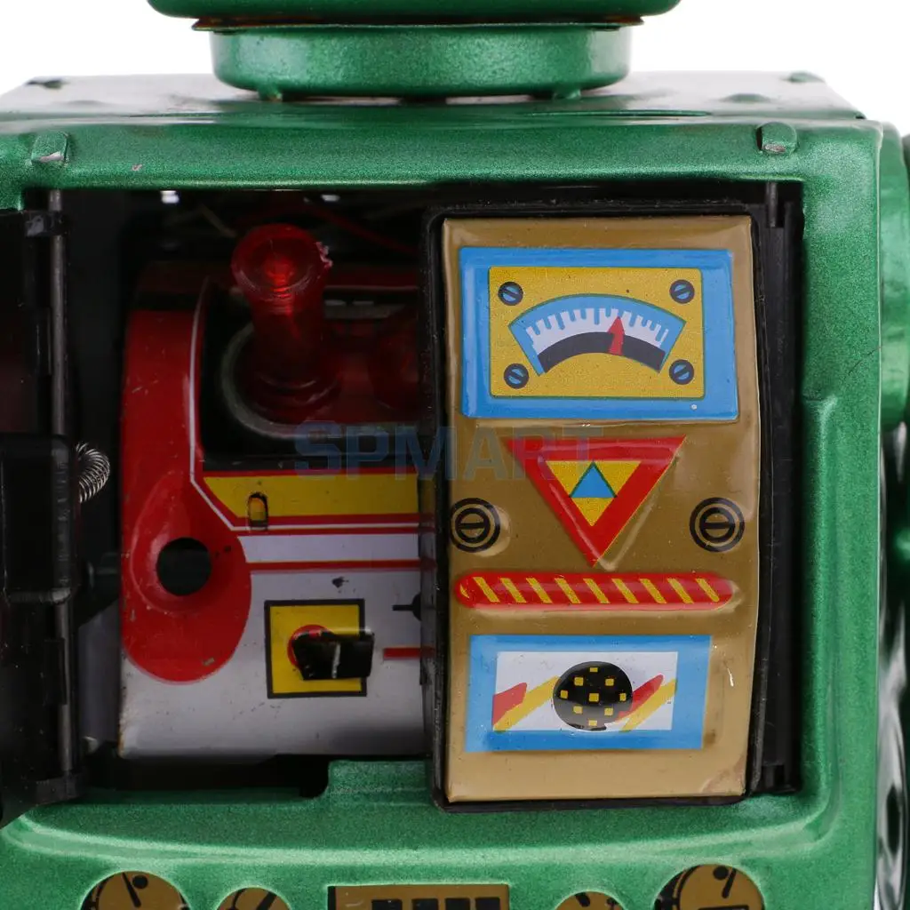 Retro Vintage Baterías Operado Caminar Mecánica Electrónica Robot Tin Toy Coleccionables Niños Niños Adultos Juguetes Regalos - 5