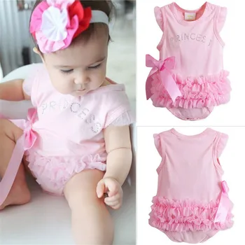 

Infant Kids Baby Girls Pink Lace Jumpsuit Bodysuit Outfits Set Age 0-24M