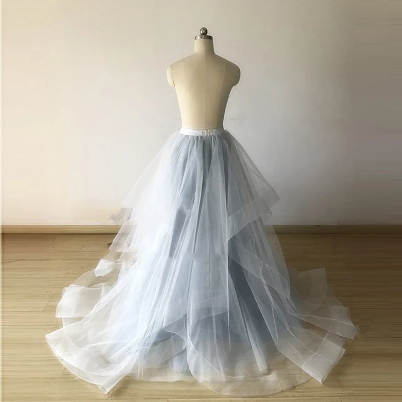 Dusty Blue Wide Double Horse Hair Trims White Hi Low Maxi Tulle Skirt Wedding Underskirt Bridesmaid Bachelorette TuTu Valentines Day  Prom