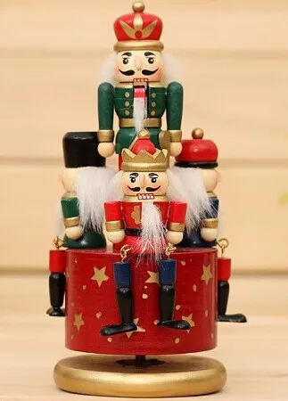 Музыкальная шкатулка "Щелкунчик" Рождественские подарки высота 20 см - Цвет: Red Bottom