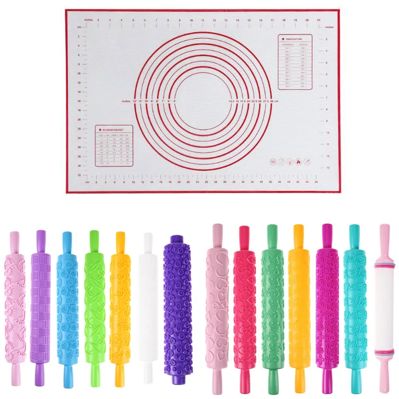 

Silicone Baking Mat Pizza Maker Kneading Dough Mat Pastry Rolling Pin Kitchen Utensils Bakeware Liners Pads Cooking Tools