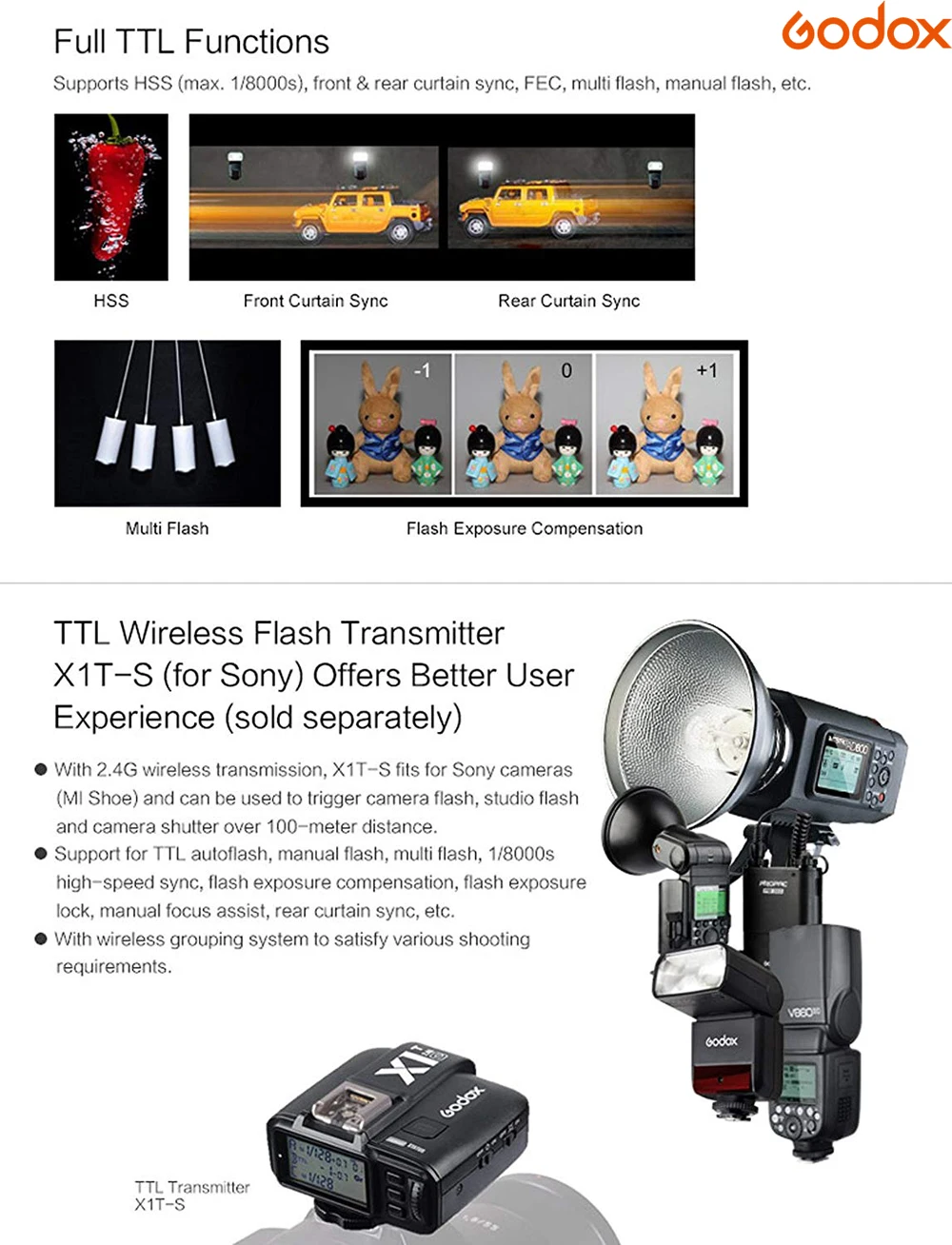 Вспышка Godox TT350 1/8000s GN36 2 4G Беспроводная TTL HSS мини Speedlite XPro X1T для камеры Canon Nikon Sony Fuji