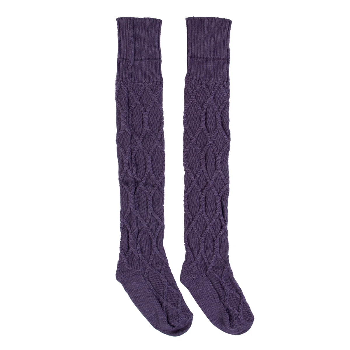 Hirigin новые женские вязаные очень длинные носки выше колена Высокие Школьные теплые - Цвет: Фиолетовый