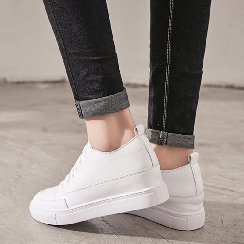 Hing Yau Frauen Schuhe Casual Plattform PU Leder Klassische Frauen müßiggänger Sommer Stil Casual Lace-Up Weiß Schuhe Turnschuhe größe 9