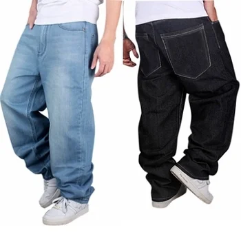 

Rusanranz 2018 New Mens Loose Jeans Hip Hop Skateboard Jeans Baggy Pants Denim Pants Male Skateboarding Pants Plus Size 30-46