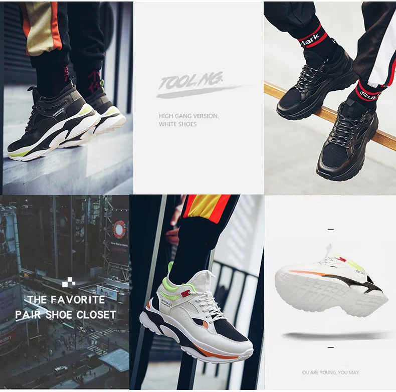 Men's Chunky Trainers Sneaker Dad Shoes High Platform Men Sneakers Luxury Brand Breathable Black And White Sneakers Men Platform (1)