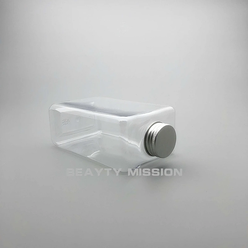 BEAUTY MISSION Clear 500 мл 12 шт пустая квадратная плоская бутылка для сока воды, алюминиевая крышка ПЭТ утолщение многоразового Творческие бутылки