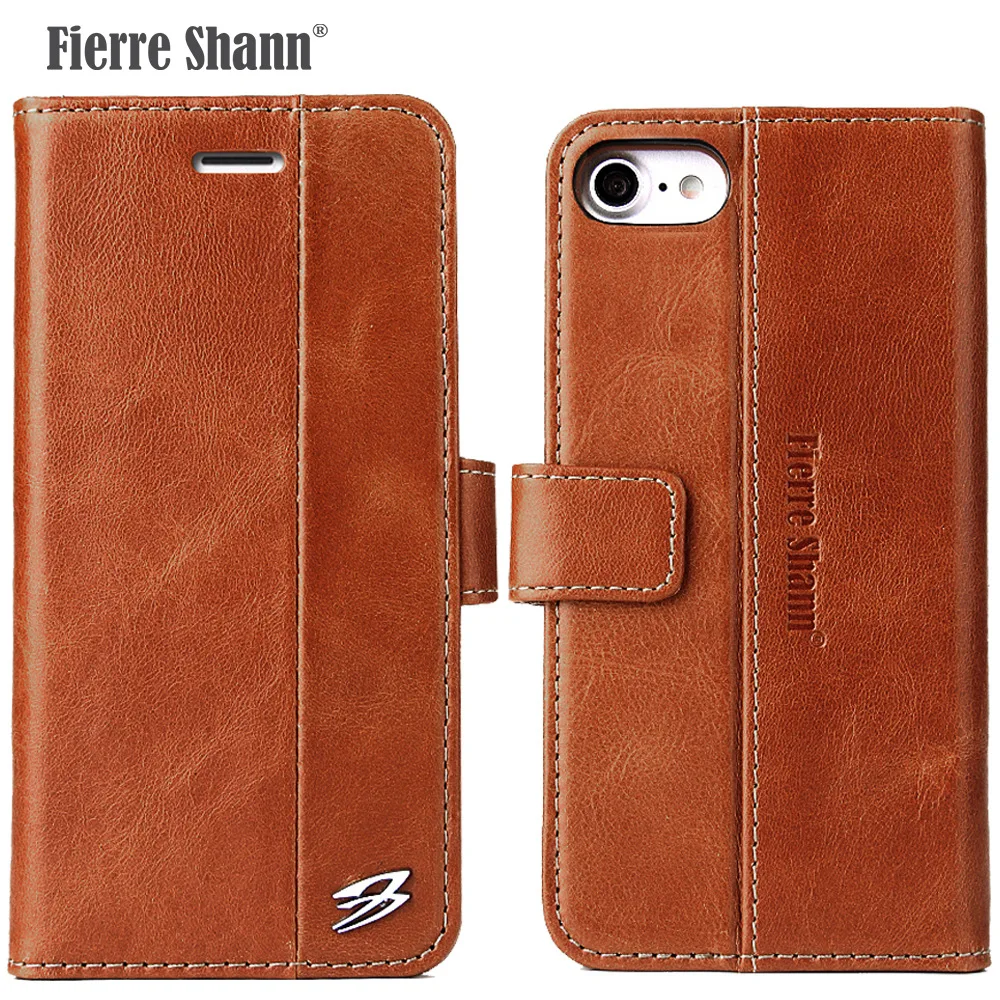 Real Cow Skin Cover For iPhone 7 8 Plus Natural Cowhide Genuine Leather Vintage Flip Phone Case Magnetic Kickstand Card Pocket | Мобильные