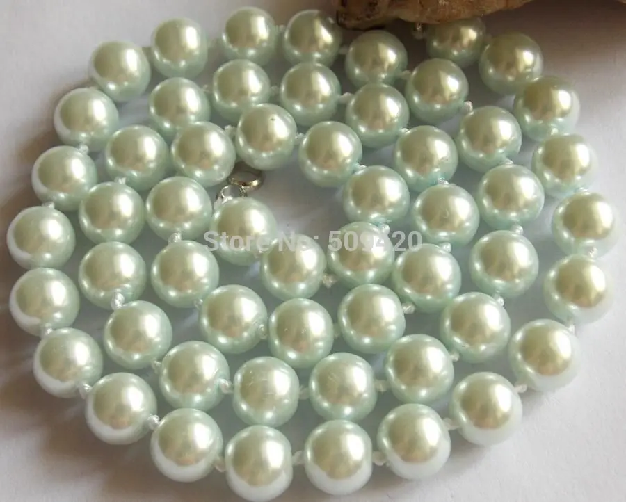 

Wholesale>AAA 8mm Hot Light Green South Sea Shell Pearl Jewelry Necklace 18''