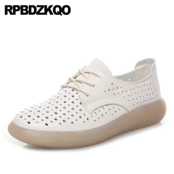 

flats casual large size sandals thick sole women trainers sneakers wide fit shoes ladies hollow out creepers white breathable