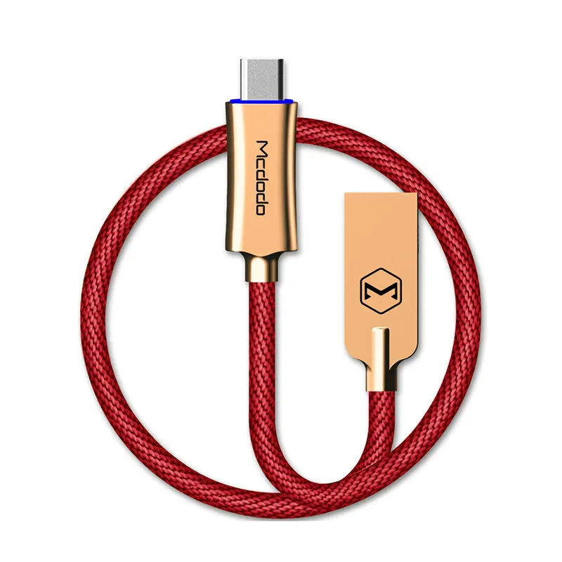 MCDODO Тип USB c быстрой зарядки автоотключения USB C кабель для Samsung Xiaomi OnePlus 5 со светодиодной подсветкой тип-c - Цвет: red