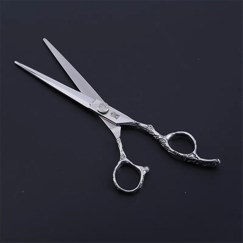 7 inch Plum Handle Professional Flat Cut Liuhai Shear Retro Hairdresser