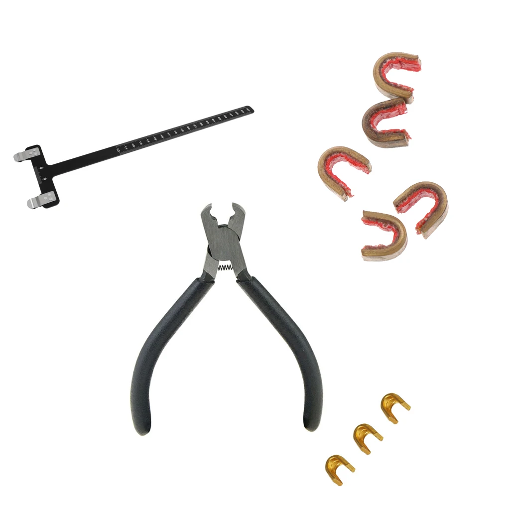 Archery Pliers With 8pcs Brass Bowstring Nocking Points Set + T Square Tool Target Outdoors Hunting Training Practice 