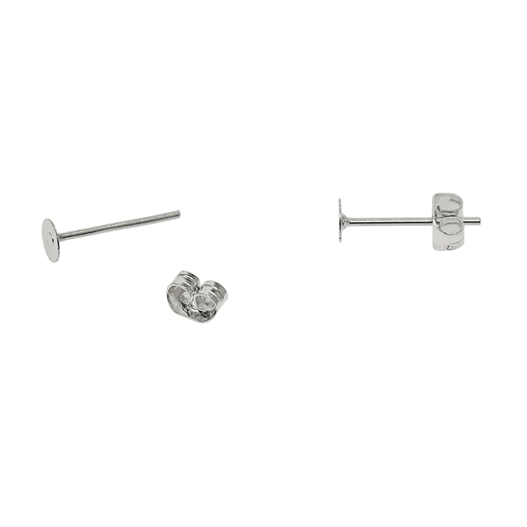 20pcs 4mm Iron Earrings Blank Round Flar Pad Earring Posts and Backs Findings DIY Earring Supplies