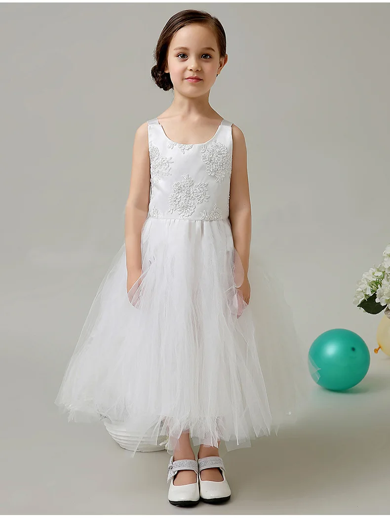 Fancy Flower Girl Dresses Lace Voile Appliques Tulle Elegant Ball Gown ...