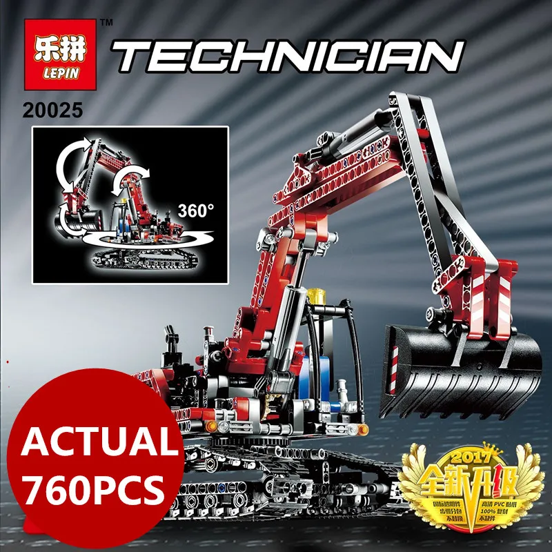 

Lepin 20025 Genuine Technic Series 760pcs the Red Engineering Excavator Set Building Blocks Bricks Toys Boys 8294 birthday gifts