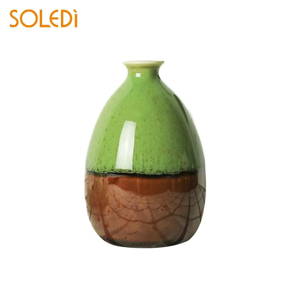 Креативный цветочный горшок, керамическая фарфоровая красочная ваза, украшение дома, тонкий офисный стол - Цвет: green