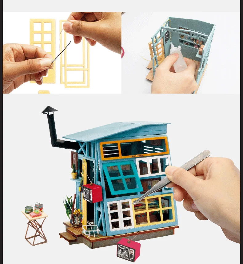 SLPF Diy3D трехмерная деревянная хижина ручной работы собранные игрушки Кукольный дом микро ландшафтное Строительство Модель ремесла подарок J06