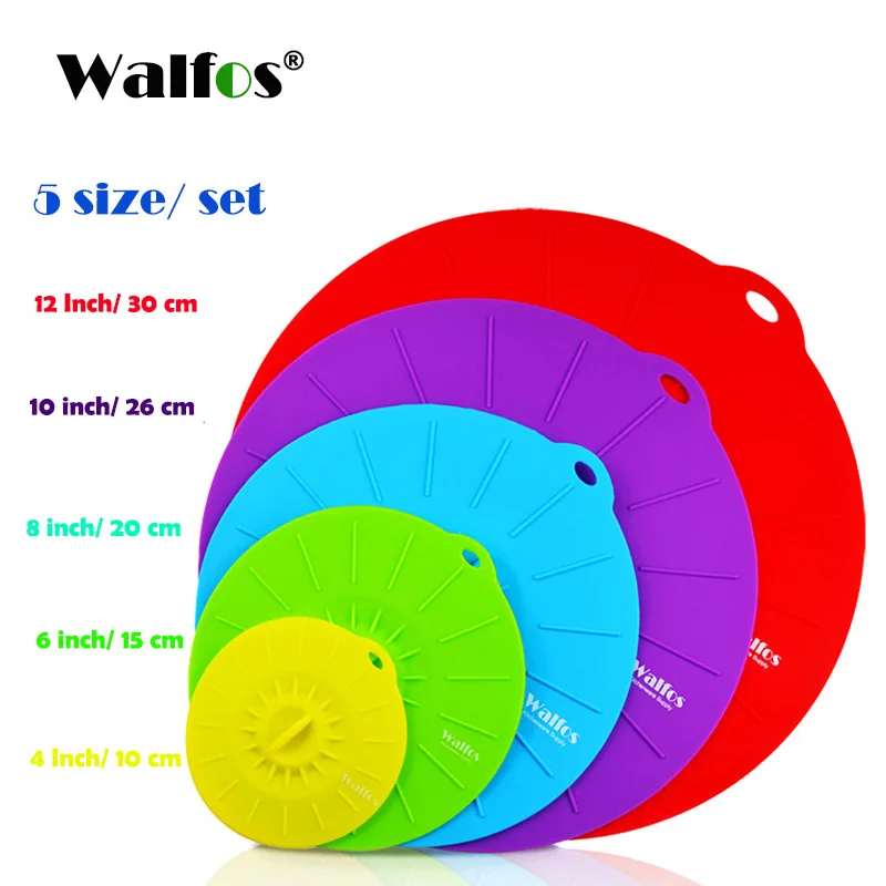 WALFOS 5 шт. универсальная Силиконовая Вакуумная Крышка-миска кастрюля для приготовления пищи крышка-силиконовая крышка для кухонной сковороды крышка-пробка - Цвет: WALFOS 5 pieces