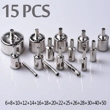 15PCS/SET Diamond Hole Saw Drill Bit Tool 6-50mm Ceramic Porcelain Glass Marble 6/8/10/12/14/16/18/20/22/25/26/28/30/40/50mm 15PCS/SET Diamond Hole Saw Drill Bit Tool 6-50mm Ceramic Porcelain Glass Marble 6/8/10/12/14/16/18/20/22/25/26/28/30/40/50mm
