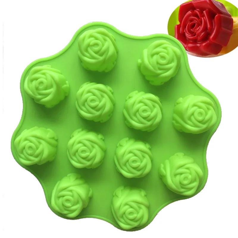 DIY 12 Hole Rose Flower Cake Silicone Mold Molds Cake Mould Baking