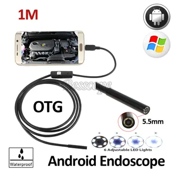 

5pcs/lot Micro USB 5.5mm Len 1M Endoscope 6LED Industrial Portable Camera Endoscope Android OTG Mobile Phone Endoscope