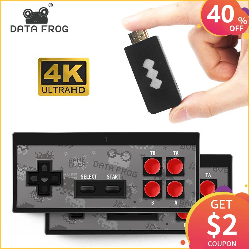 

DATA FROG 4K HDMI Video Game Console Built in 568 Classic Games Mini Retro Console Wireless Controller HDMI Output Dual Players