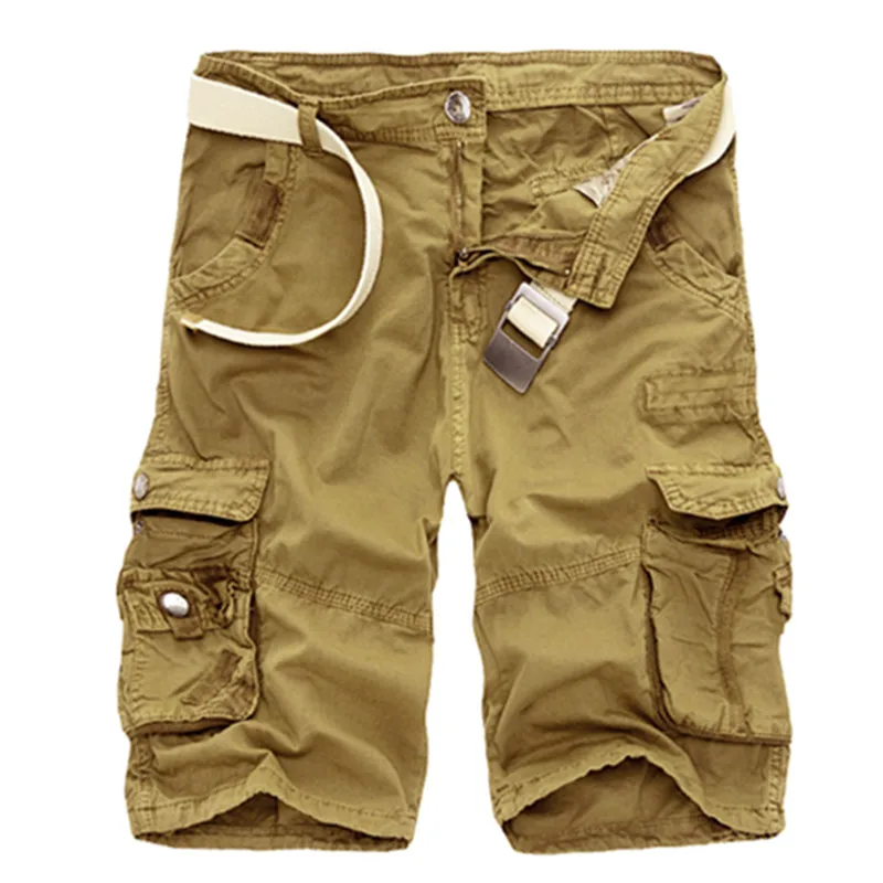 Новые летние камуфляжные повседневные военные Модные Качественные свободные камуфляжные мужские шорты без ремней Прямая поставка - Цвет: Khaki