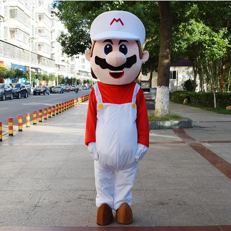 Карнавальные костюмы Супер Марио маскарадный костюм карнавальный костюм мультяшный персонаж костюмы нарядное праздничное платье - Цвет: white hat