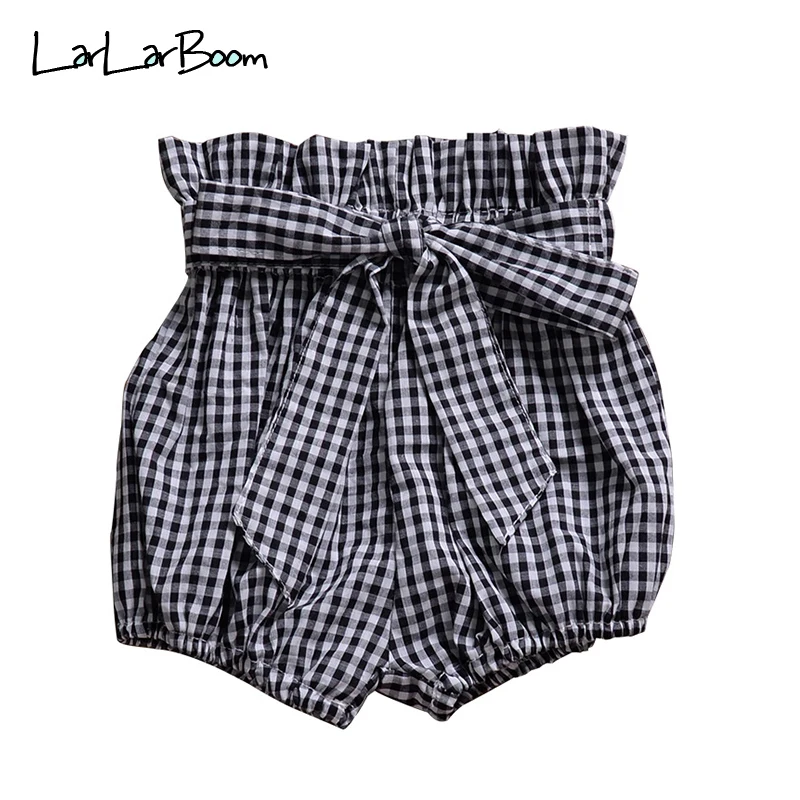 

LarLarBoom Baby Shorts European and American Style Summer Cute Bowknot Stringy Selvedge Kids Knicker Plaid Girls Shorts