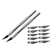 EHDIS 2 шт. металлический стальной нож для скальпеля с 10 шт. запасная бритвенная головка лезвия DIY Художественный нож виниловая пленка для оклейки автомобиля инструмент для резки бумаги