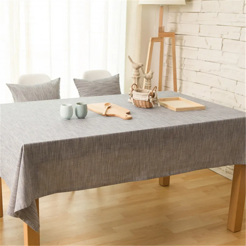Pastorale Style Linen Cotton Solid Color Christmas Rectangle Tablecloth