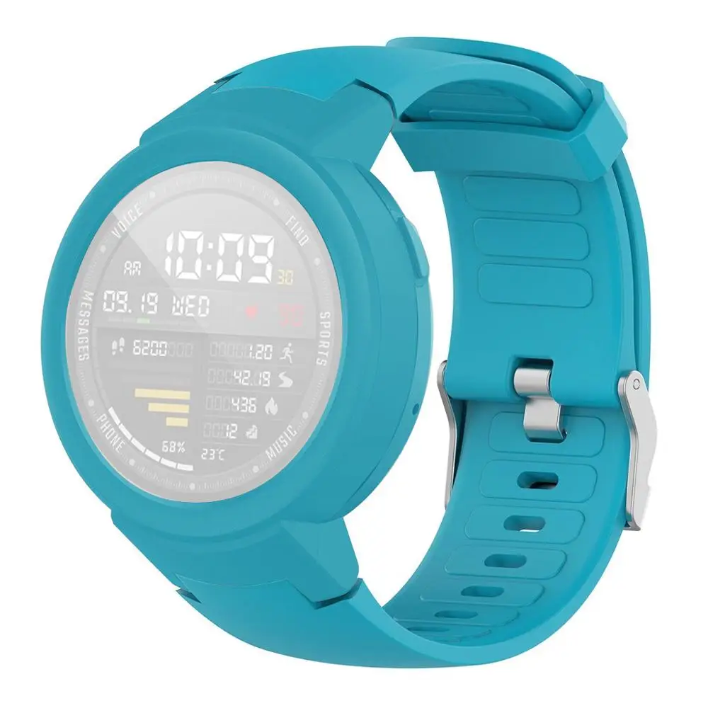 Ремешок для часов Силиконовый ремешок для часов+ ТПУ защитный чехол для Huami Amazfit Verge Молодежные часы сменный ремешок для браслета Q70 - Цвет: Синий