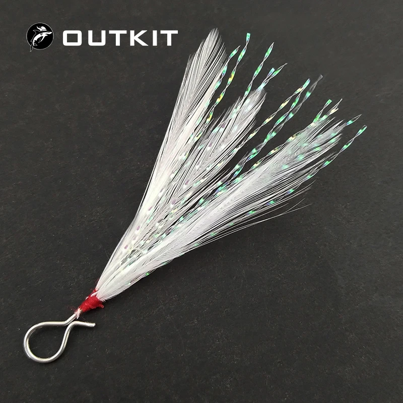 OUTKIT 10 قطعة البلاستيك خشبية لينة المعادن الصيد إغراء ريشة ملعقة الطعم الصيد الاكسسوارات تعالج ل خطاف ثلاثي