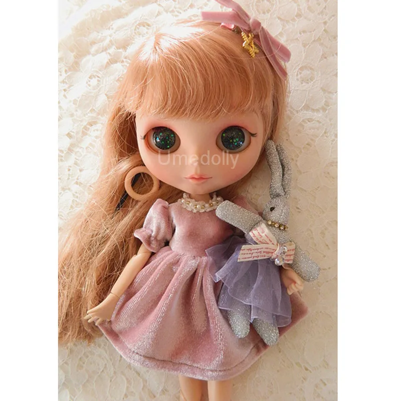 1 комплект, милое розовое платье+ головной убор+ кролик, одежда для Blyth, Licca, Azone 1/6, аксессуары для кукольной одежды