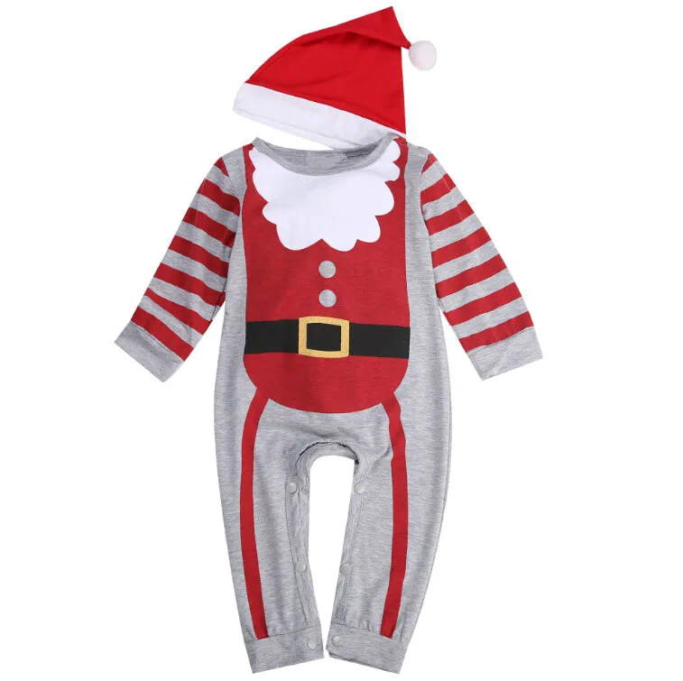 Infant Newborn Baby Boy Girl Long Christmas Jumpsuit Rompers Cotton