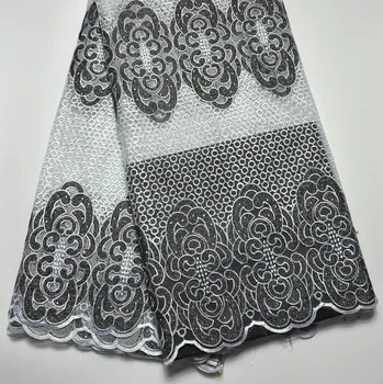

Latest African white+black Swiss Tulle lace Wedding lace Fabric For Men 100% High Quality African Embroidered lace For Wedding