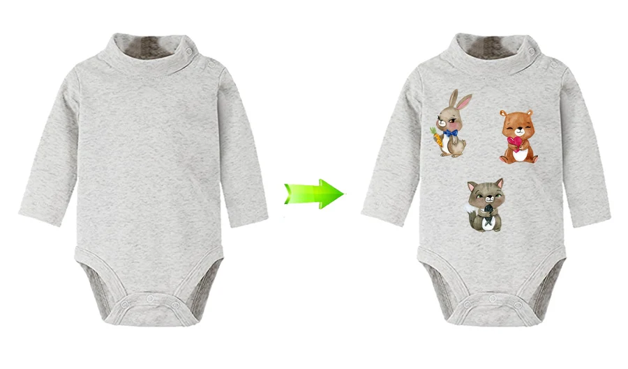 Cute Animal Patches Rabbit Cat Bear DIY Accessory A-level Washable Heat Transfer Iron Stickers Appliques 21X11cm3