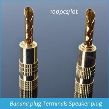 

100pcs Banana Plug Terminals Gold Plated Adapter Audio Plug Adapter Hi-fi Speaker Plug AV Plug