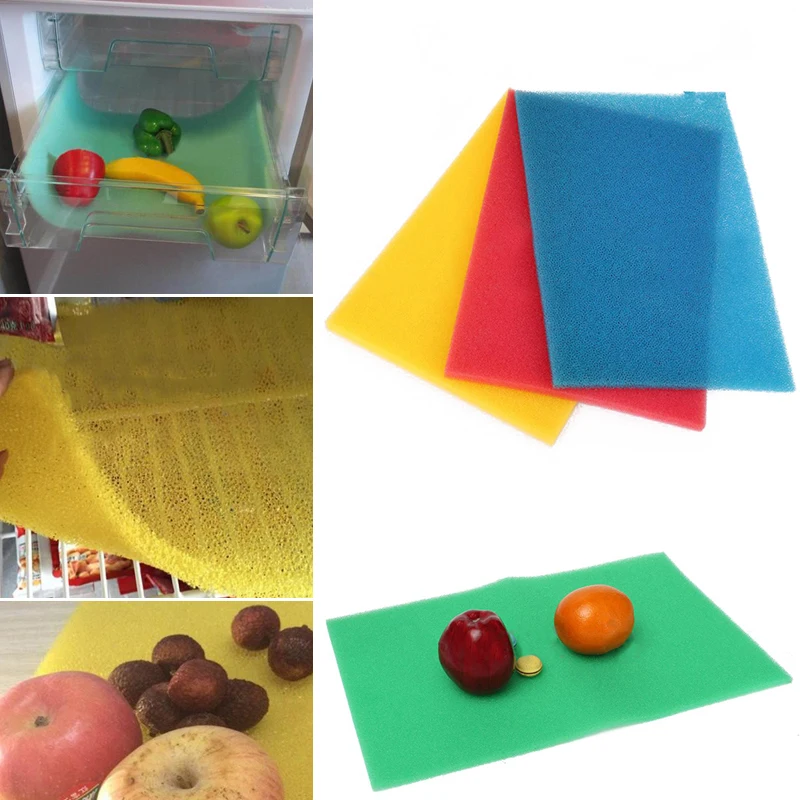 1PC Color Random Fridge Freezer Drawer Fresh Food Saver Vegetable Fruit Foam Mat Kitchen