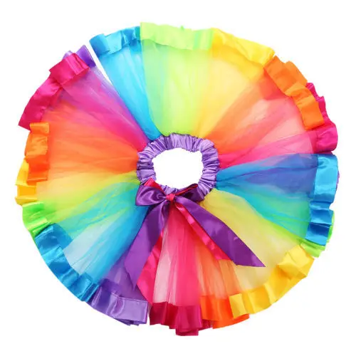 Маленькая Пышная юбка в цветах радуги для девочек юбка с бантом юбка-пачка Танцевальная Одежда от 0 до 8 лет - Цвет: Многоцветный