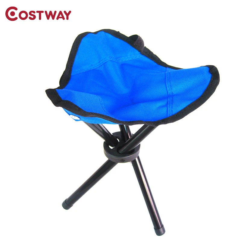 

COSTWAY Outdoor Small Three-Legged Stool Camping Folding Chair Oxford Cloth Fishing Chair Portable Beach Chair W0261