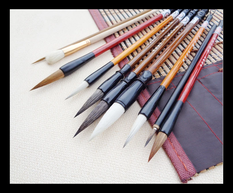 Pаспродажа 11 шт. упак. каллиграфия Кисточки Pen Set Краски Кисточки Книги по искусству поставка Стационарный с Кисточки Шторы