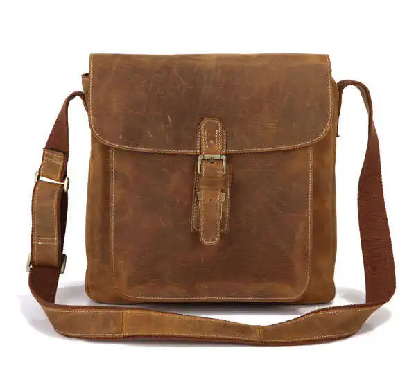 Vp Messenger Leder Neue Mode Männer j7111 Vintage Horse Freizeit Kleine 100 Tasche Echtes Bags Umhängetaschen Crazy qx0Tg6