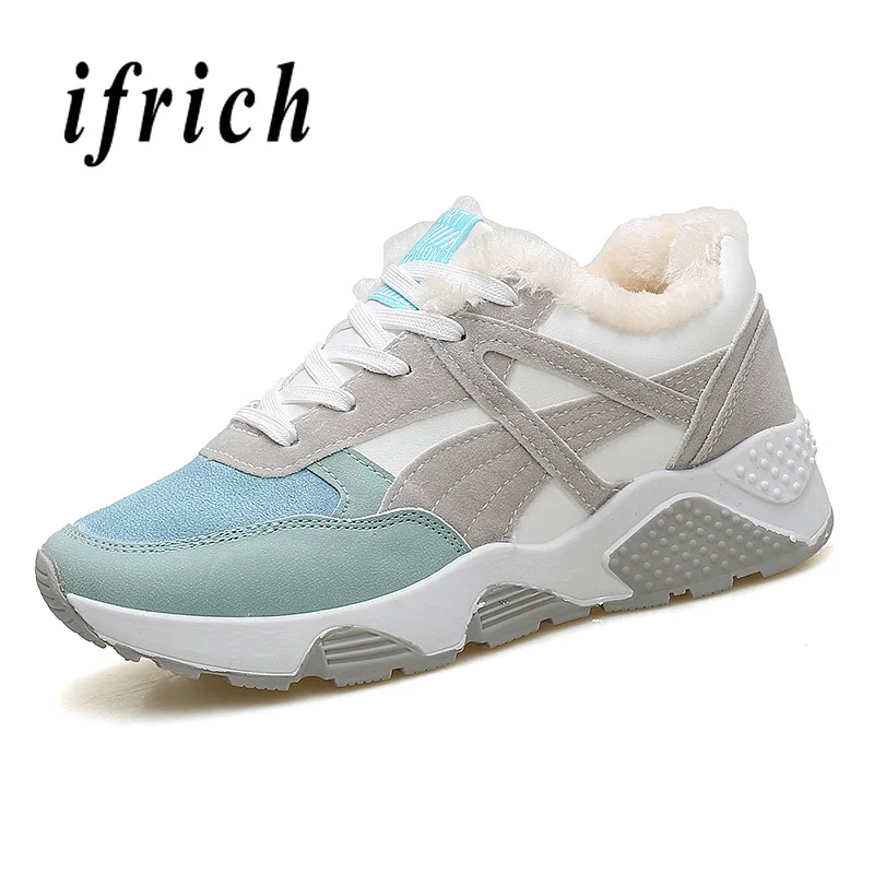 

New Athletic Shoes Women Blue White Jogging Female Sneakers with Fur Girls Sneakers Running Hard-Wearing Sports Shoes for Women