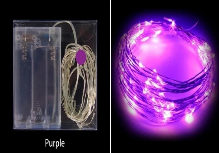 Silver wire LED string light-Purple